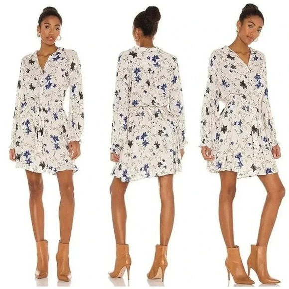FREE PEOPLE | Lighten Up Tea Combo Floral Print Mini Shift Dress Size M - Picture 1 of 12
